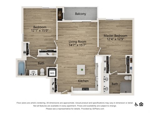 two bedroom two bath 1425 SF